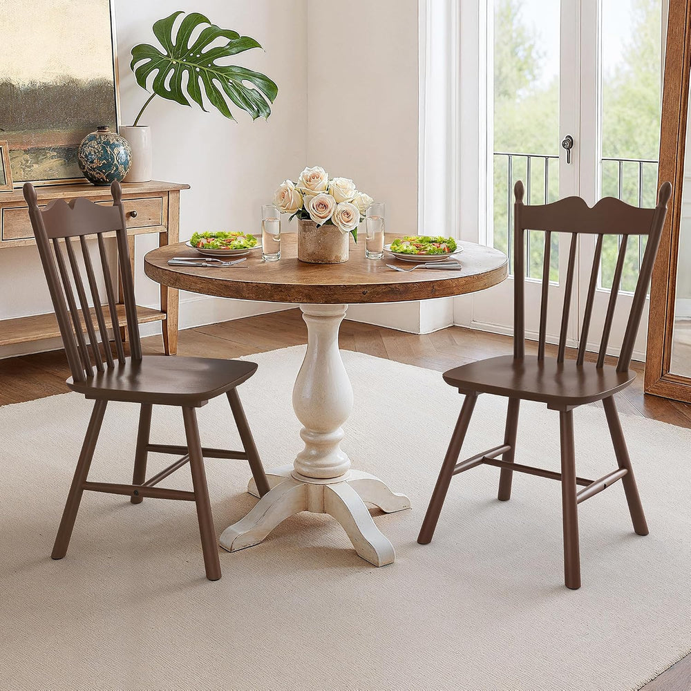 LUE BONA Wooden Dining Chairs Set of 2, Windsor Dining Chair with Thickened B...