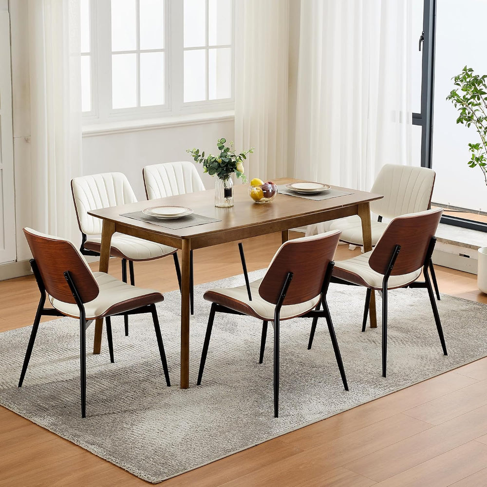 Garvee Dining Chairs Set of 6, Mid-Century Modern Upholstered Retro PU Leathe...