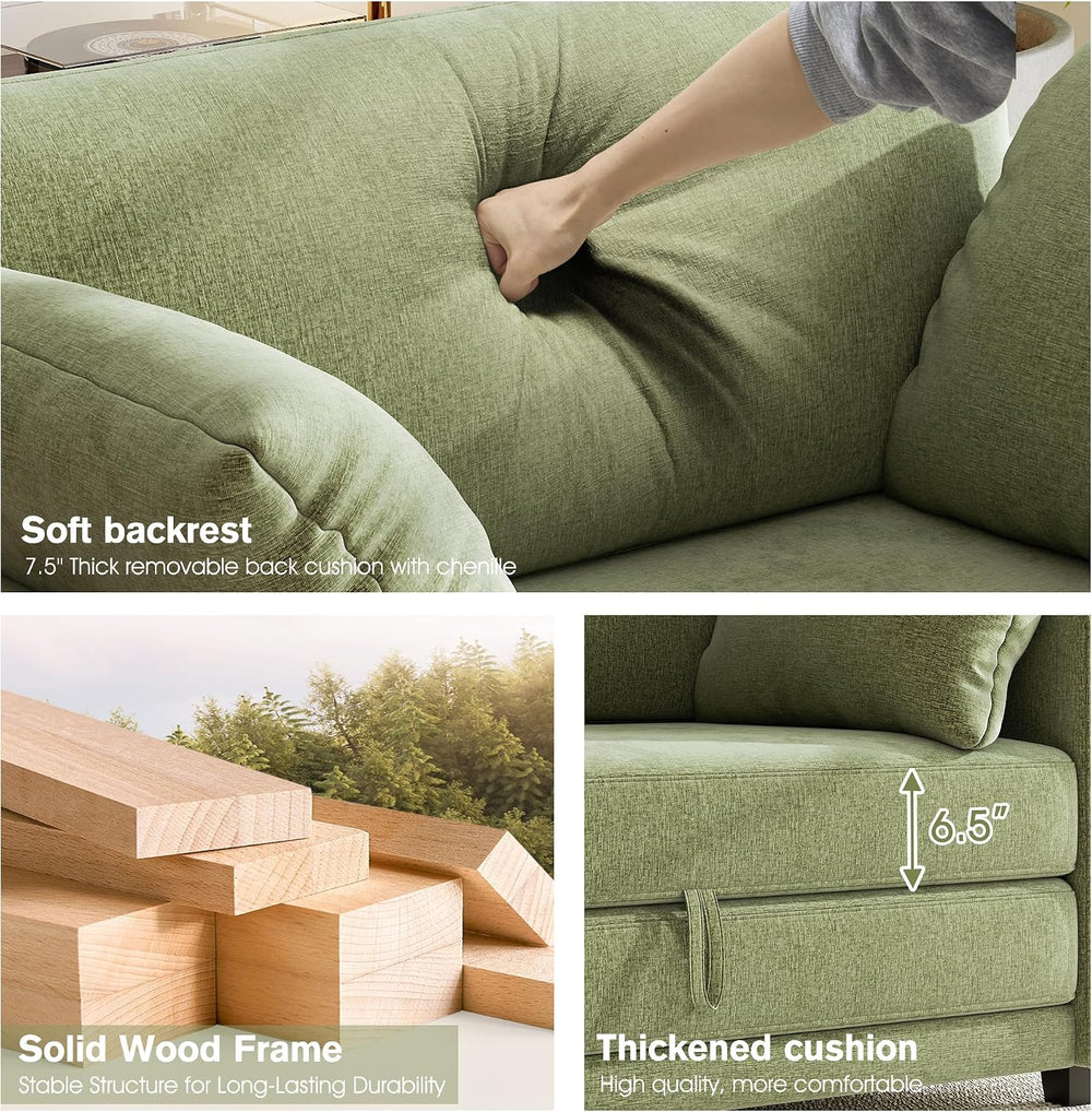 51" Loveseat Sleeper Sofa Bed, Chenille Convertible Floor Sofa Bed for S...