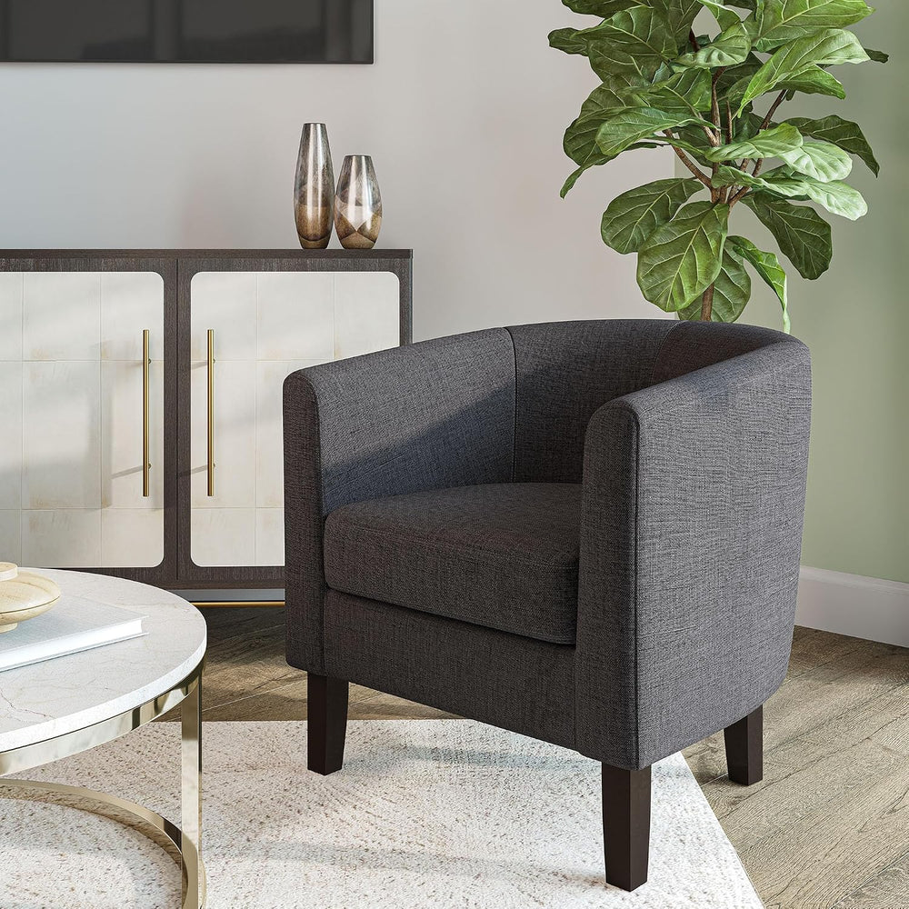 BELLEZE Living Room Chair, Linen Round Accent Barrel Chair, Club Tub Sofa Cha...