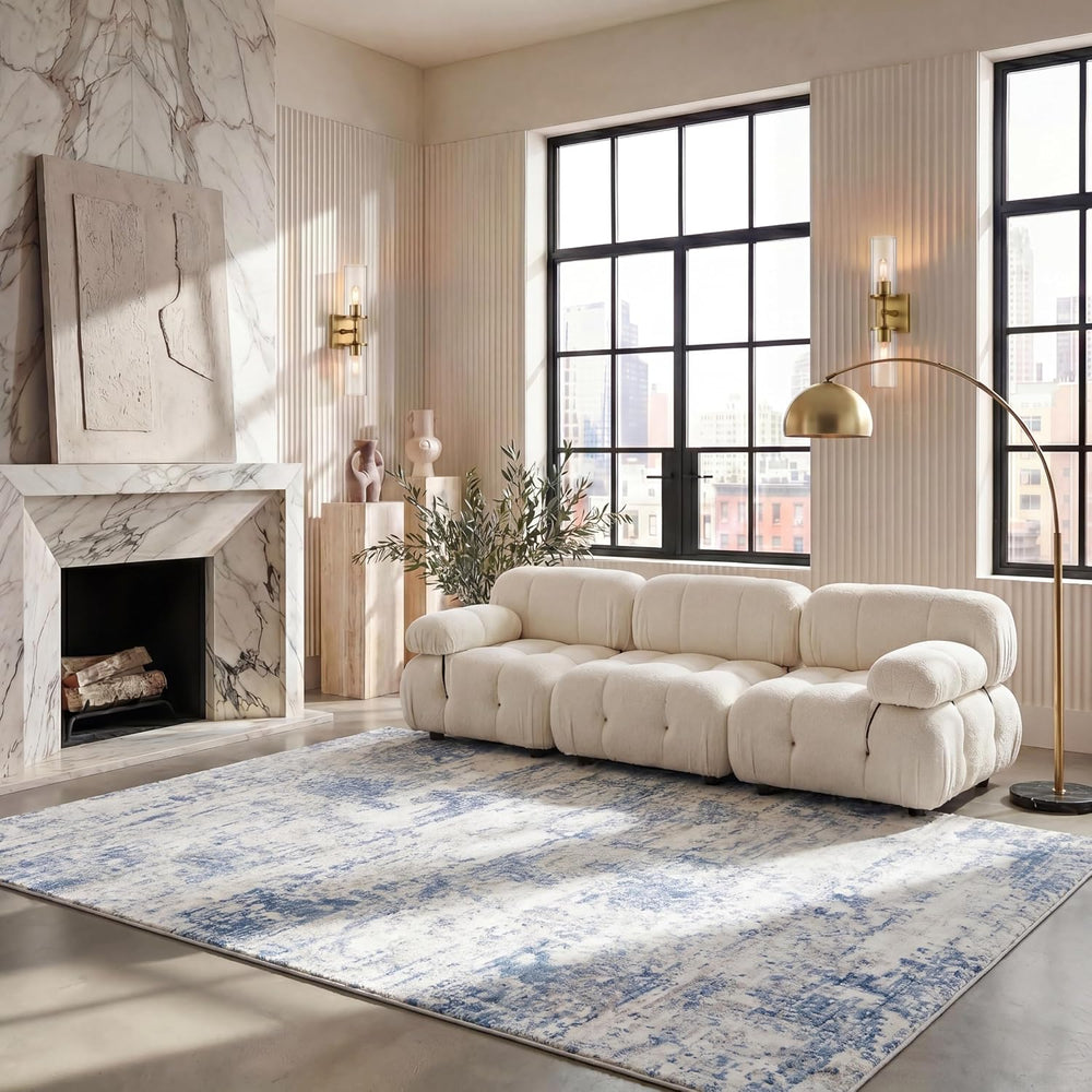 SAFAVIEH Amelia Area Rug 8'x10', Modern Ivory & Blue ALA700A