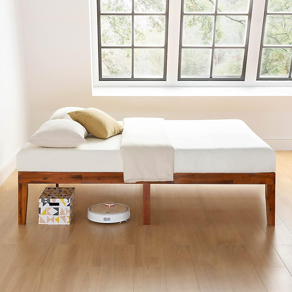 Mellow Naturalista Classic 16 Inch Solid Wood Platform Bed with Wooden Slats,...
