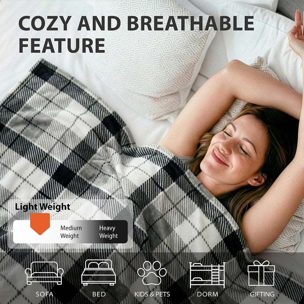 DEZ FURNISHINGS Velvet Plush Blanket, Super Soft, for Couch, Bed, All Season ...