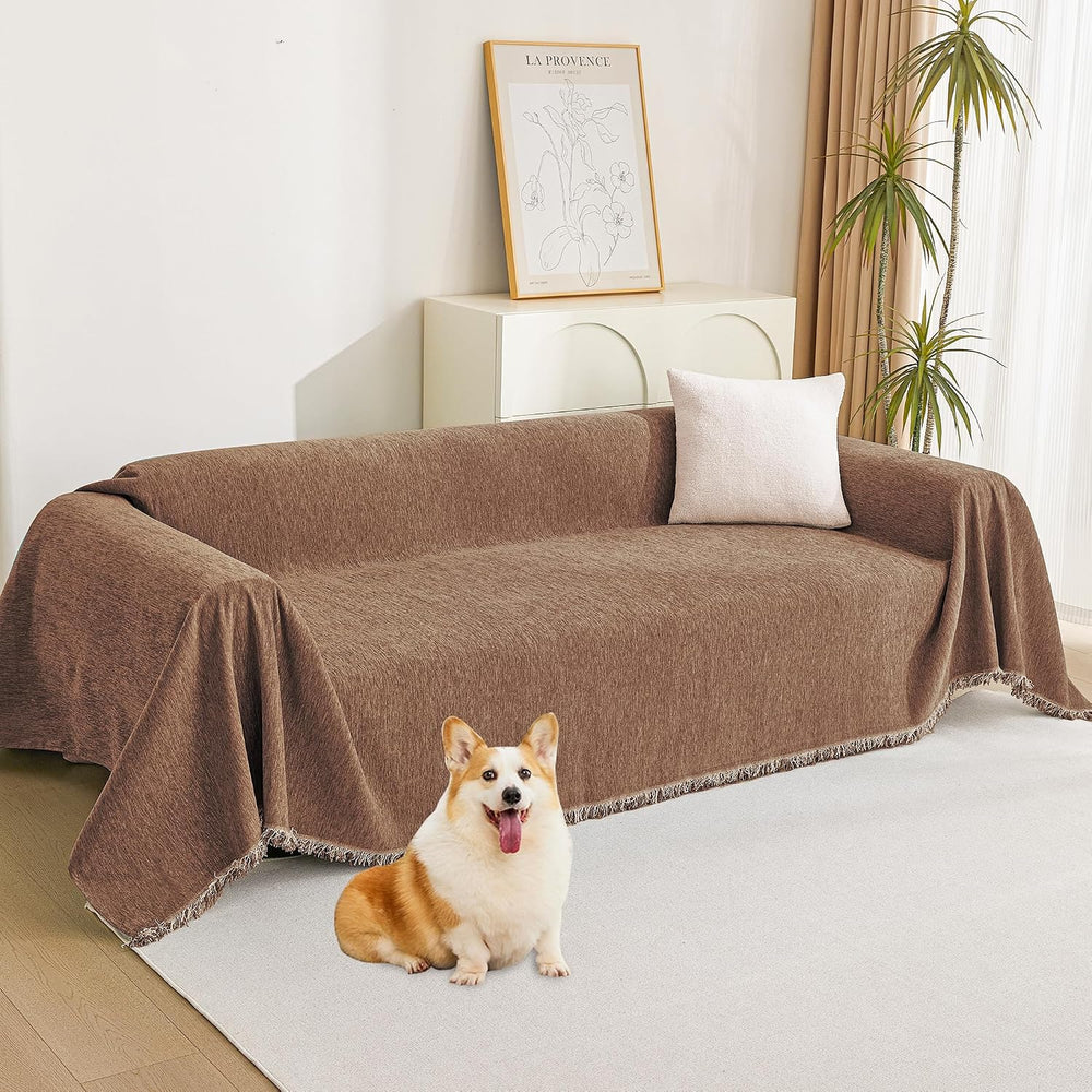 MYSKY HOME Boho Couch Cover Camel Sofa Covers