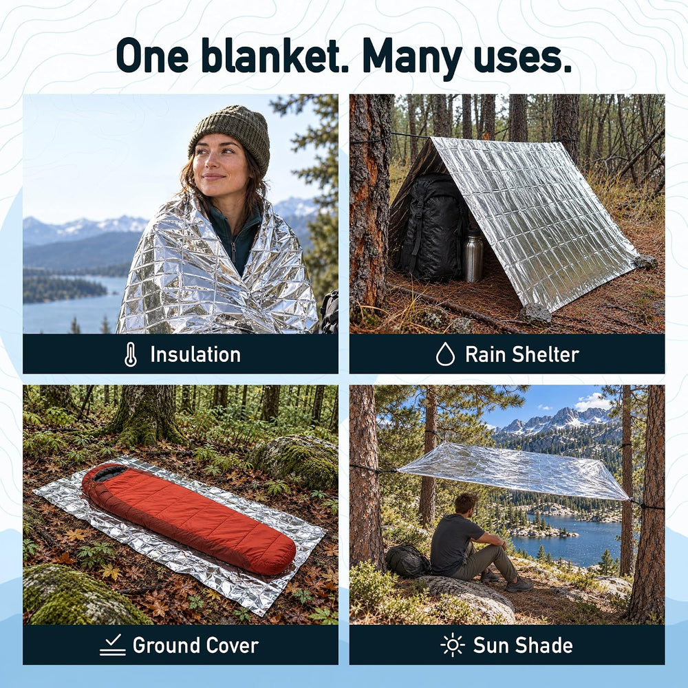 Altland 100 Pack of Emergency Blankets for Winter Survival and Preparedness