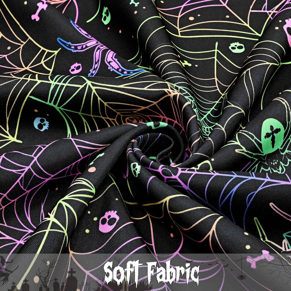 FRAMICS Halloween Tablecloth, Blacklight Table Cloth, Black Spider Web Table ...
