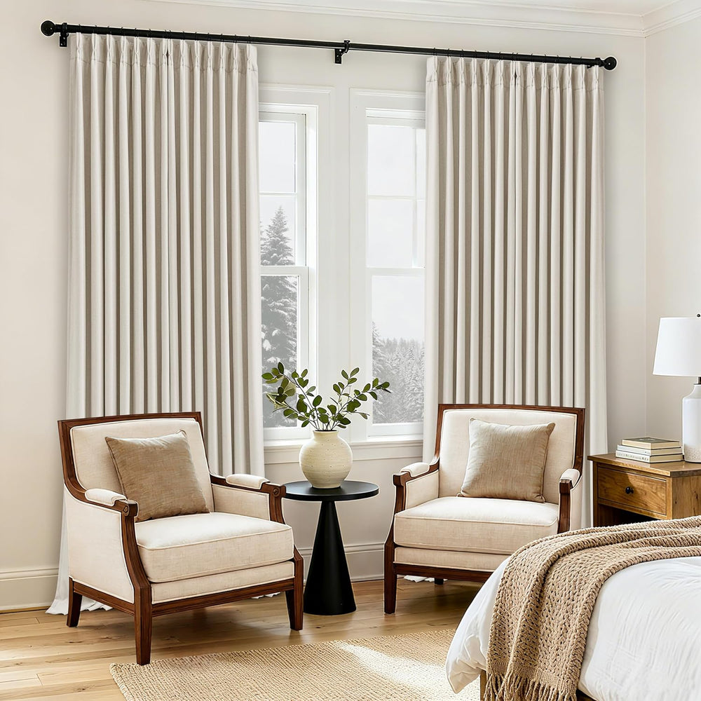 102 Inch Pinch Pleated Blackout Curtains for Bedroom 2 Panels Natural