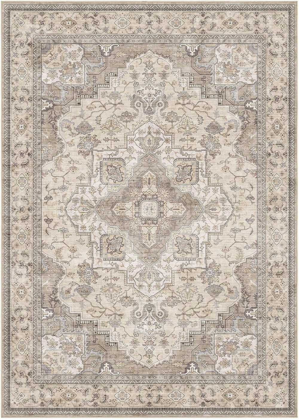 EIEIHOUSE 10x14 Area Rug Washable Vintage Rugs for Living Room Brown/Multi