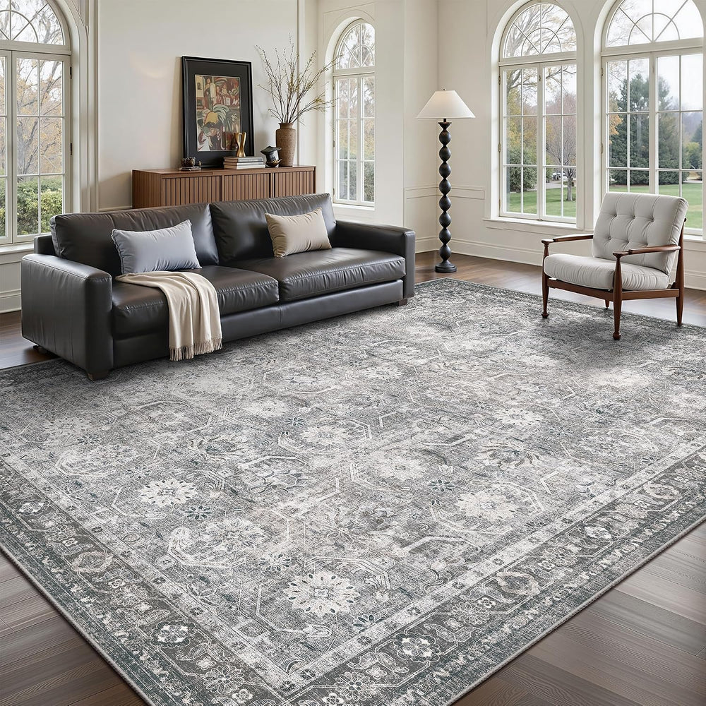 8x10 Area Rugs, Soft Non Slip Low Pile Washable Rug, Boho Modern Rug for Livi...