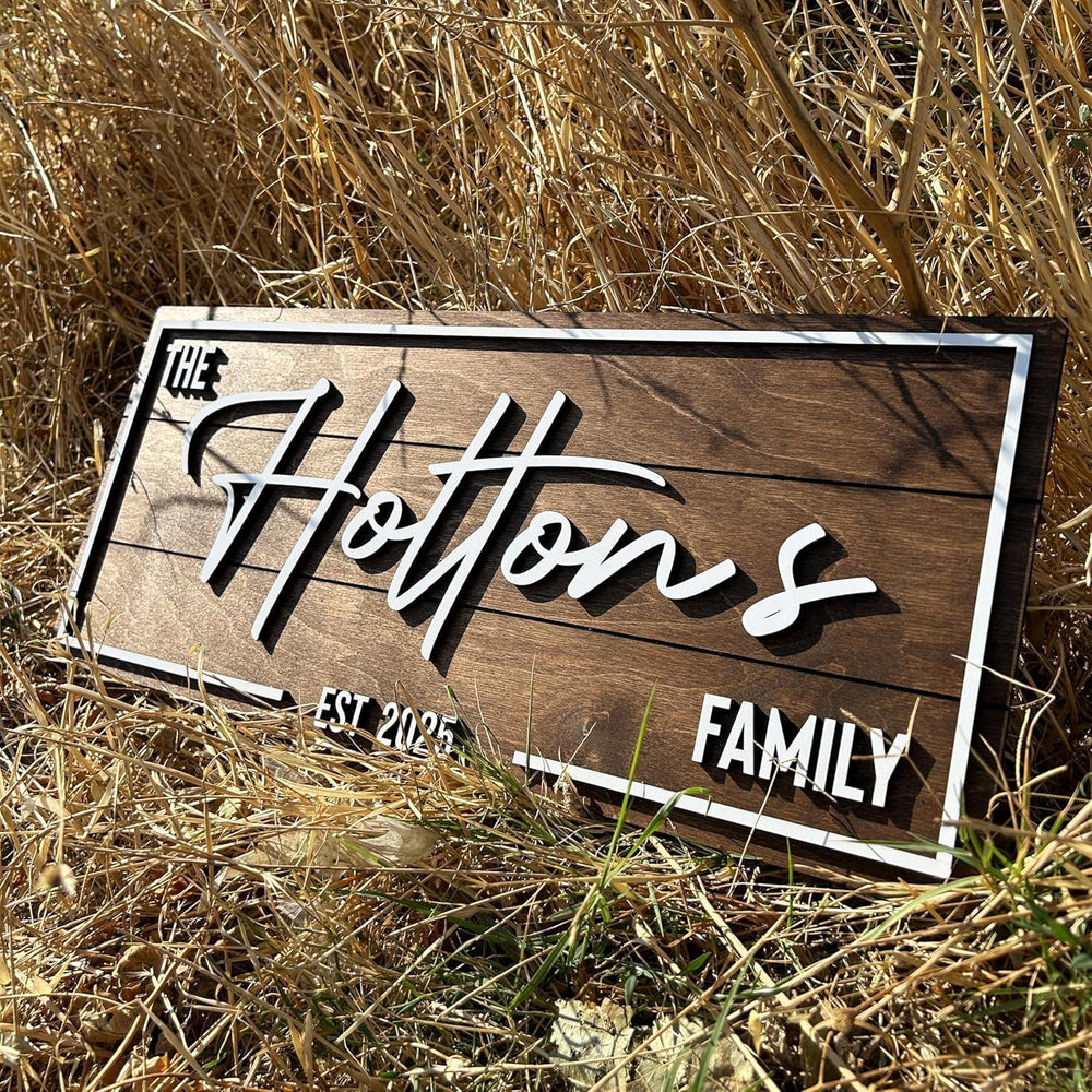 Personalized Family Name Sign - Custom Art Deco Last Name Wood Wall Decor Pla...