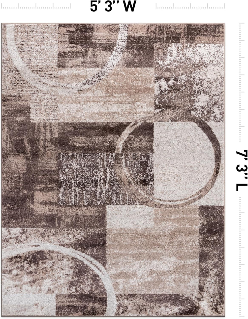 Rugshop Circle Design Contemporary Abstract Area Rug Brown 5'3" x 7&...