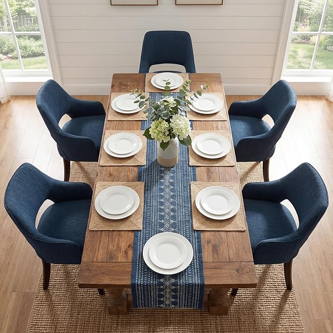 Farmhouse Dining Chairs Set of 2 Upholstered Linen Kitchen Chairs Accent Side...