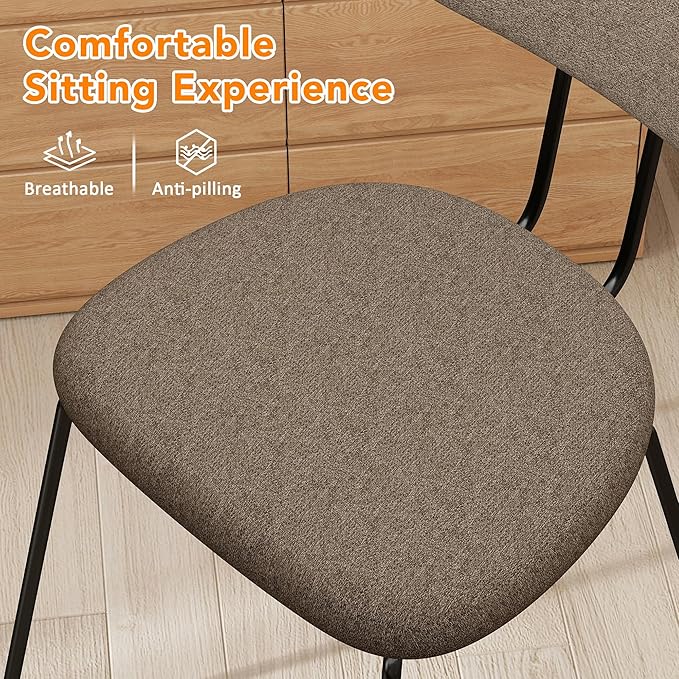 LSSPAID Dining Chairs Set of 6, Linen Fabric Upholstered Dining Room Chairs w...