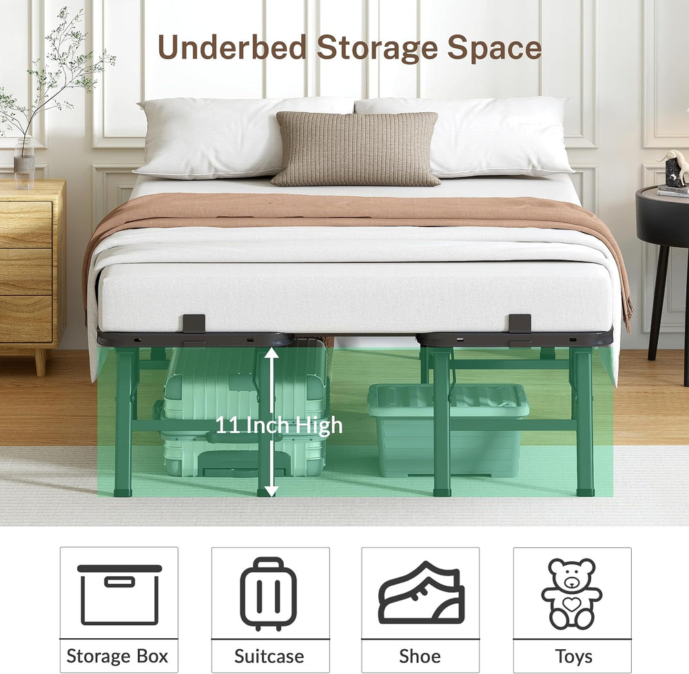 VIPSHOW 12 Inch Full Metal Folding Bed Frame,Tool-Free Assembly Platform