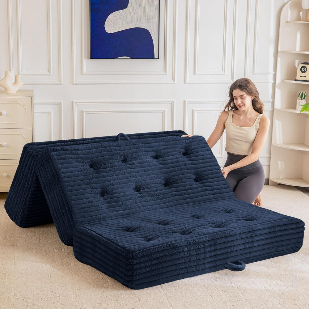 MAXYOYO Folding Sofa Couch Bed, 6 Inch Tri-Fold Floor Sofa Bed, Folding Mattr...