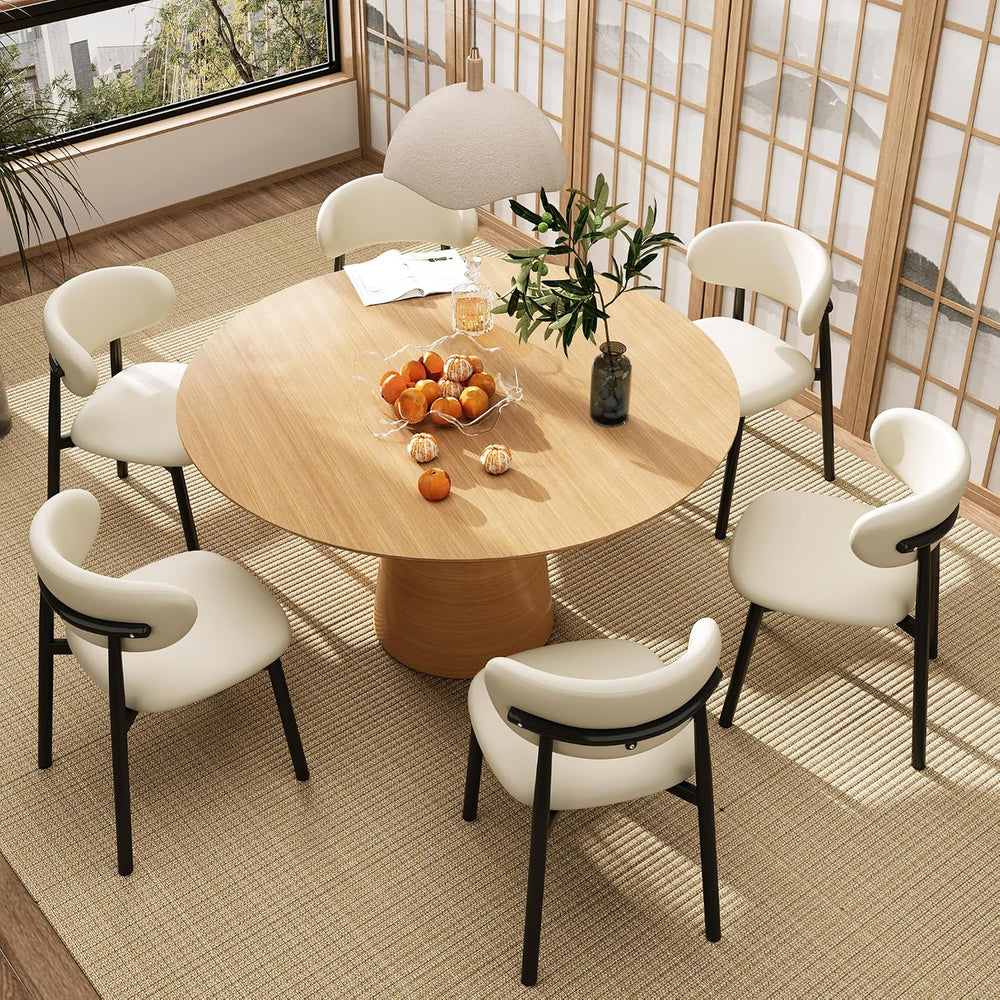 Kitchen Dining Chairs Set of 6 Modern Upholstered Leather Farmhouse Dining Ro...
