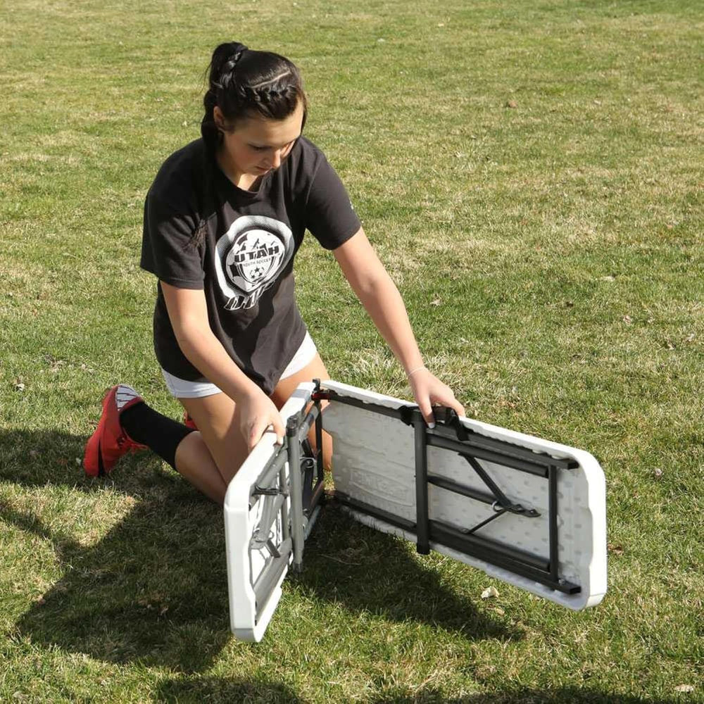 LIFETIME Portable Folding Bench, 6‑Foot Fold‑in‑Half, UV‑Resistant Seat, Powd...