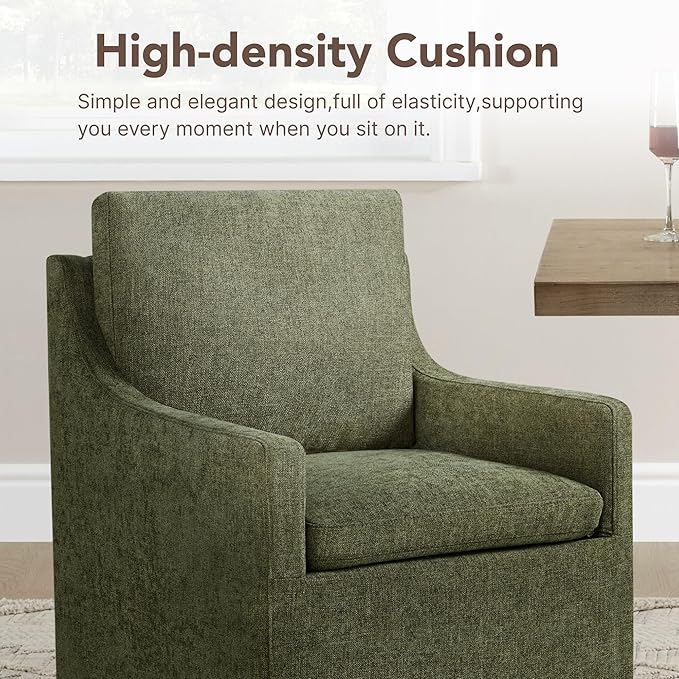 Upholstered Dining Chairs Set of 2, Modern Dining Room Chairs with Casters &a...