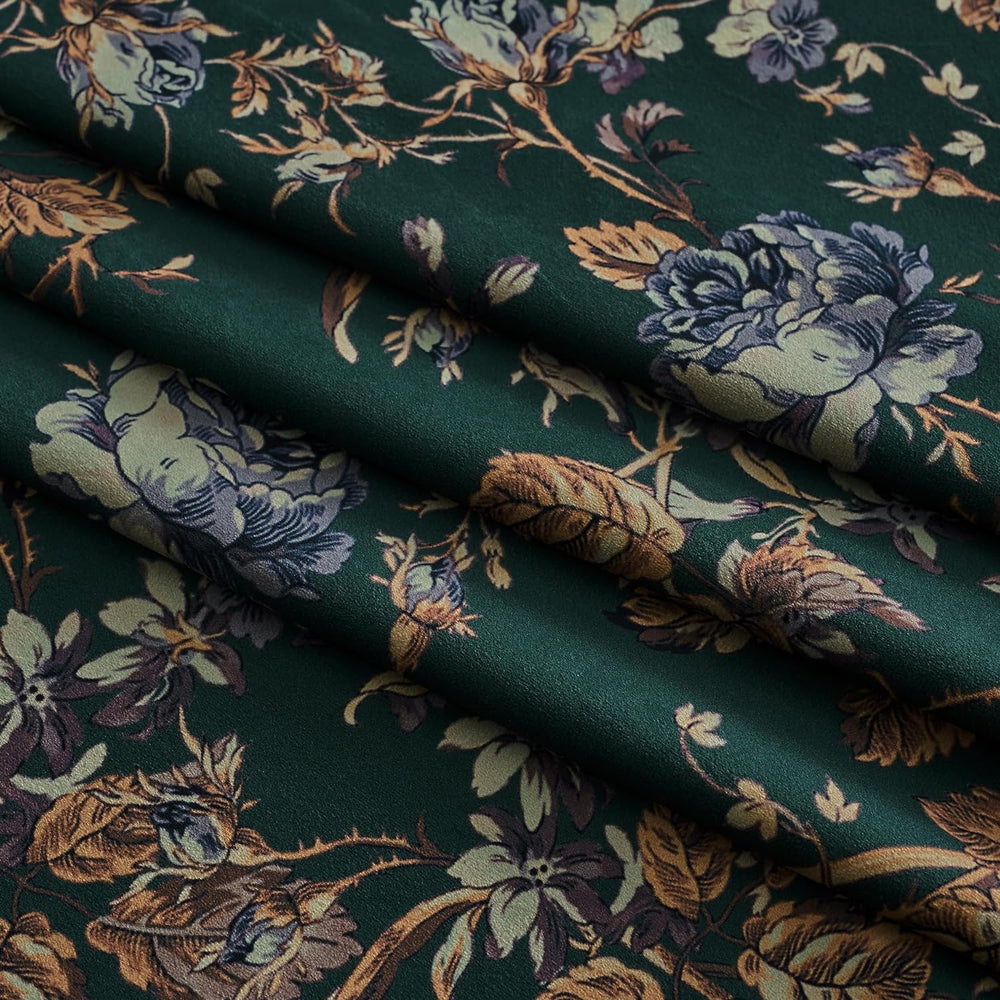 StangH Retro Green Floral Velvet Curtains for Bedroom, W52 x L96, 2 Panels