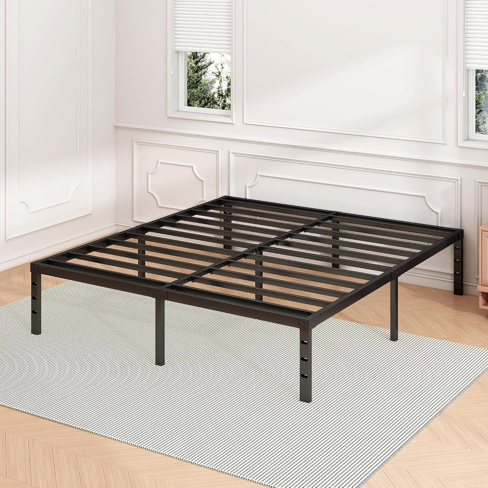 Hafenpo 18 Inch Full Bed Frame, Under Bed Storage, Black