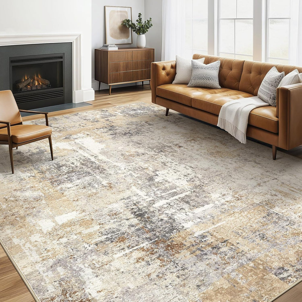 LOONGRUG Area Rug 5x7 Washable Neutral Modern Abstract Living Room Rugs