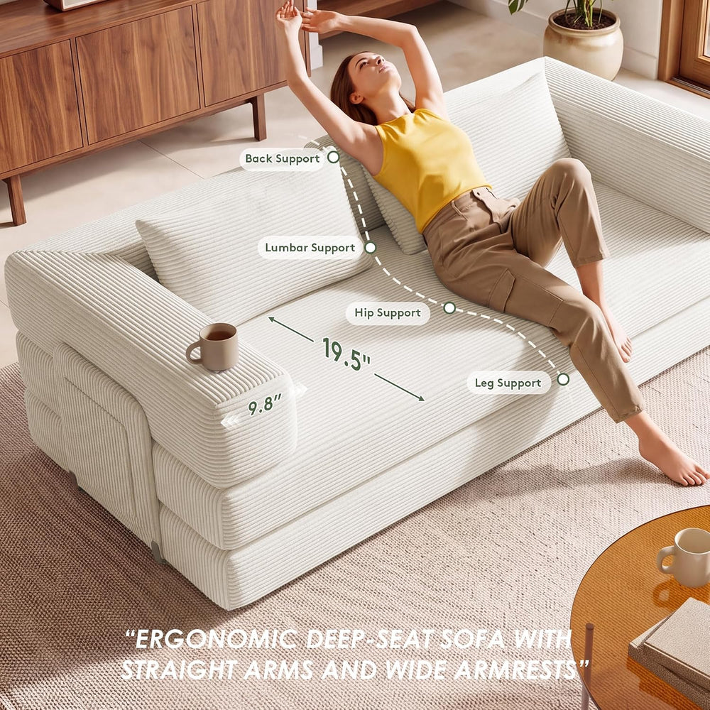 78" 5-in-1 Convertible Futon Sofa Bed, Boneless Couch for Living Room