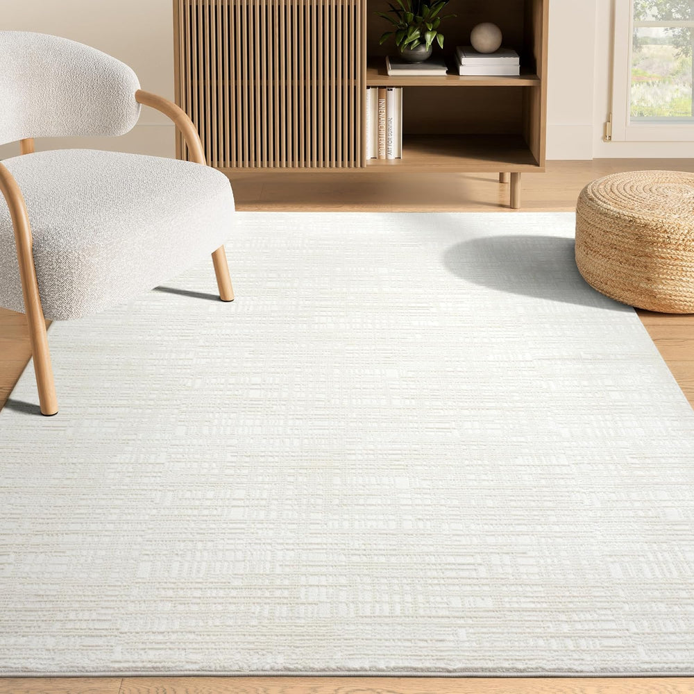 Abani Cream Area Rug - 6' x 9' - Living Room & Bedroom - Textured...