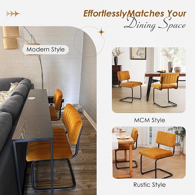 ONEVOG Velvet Dining Chairs Set of 2, Upholstered Kitchen Dining Room Chair, ...