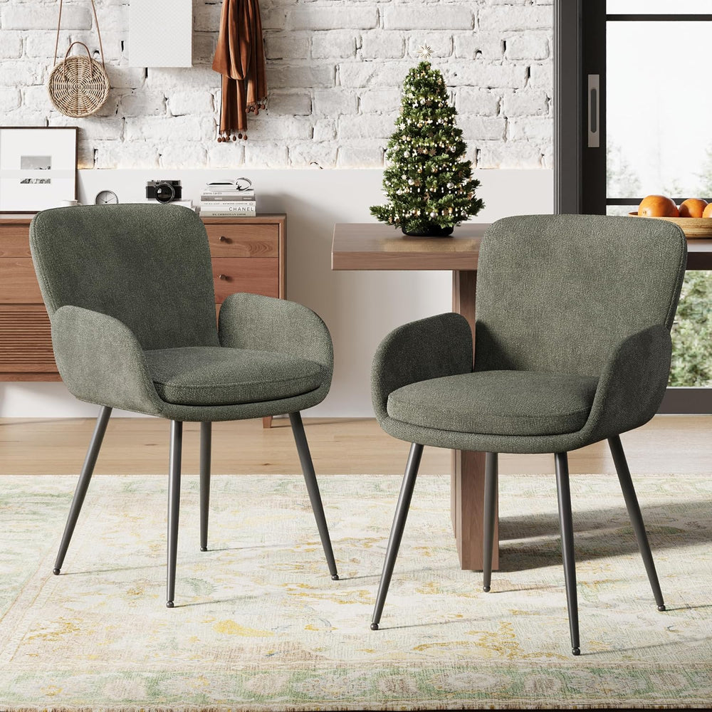 VKNOW Modern Dining Chairs Set of 2, Upholstered Dining Room Chair with Armre...