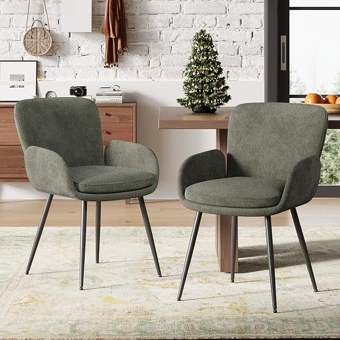 VKNOW Modern Dining Chairs Set of 6, Upholstered Dining Room Chair with Armre...