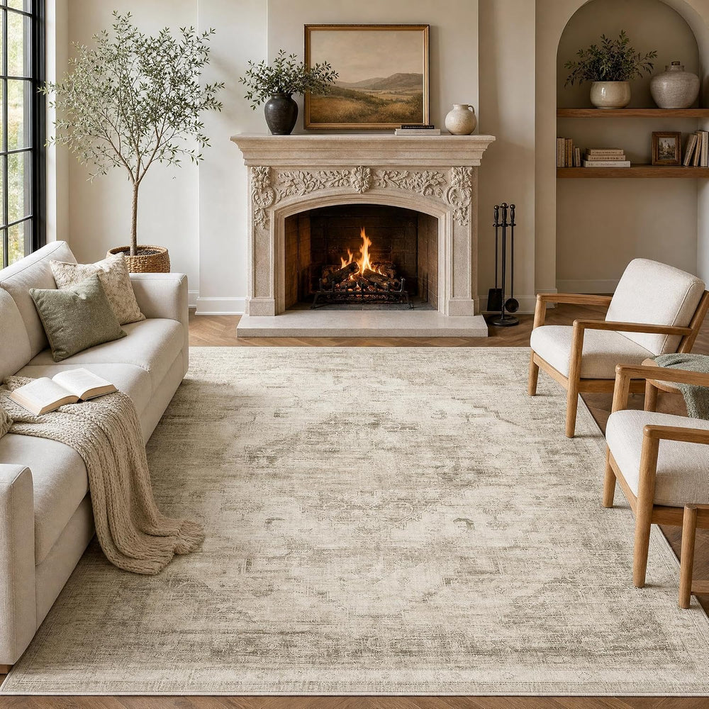 Garvee Beige Boho 6x9 Area Rug for Bedroom Living Room