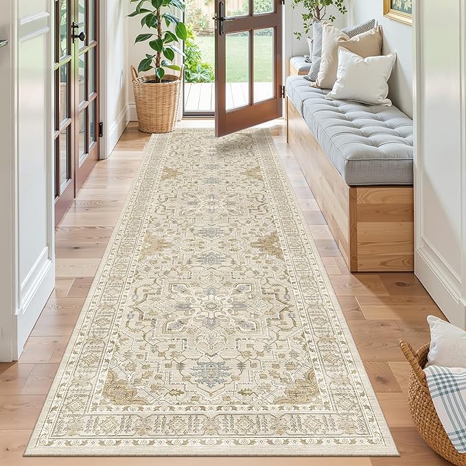 Madane Runner Rug 2'6''x8' Kitchen Runners, Printed Vintage W...