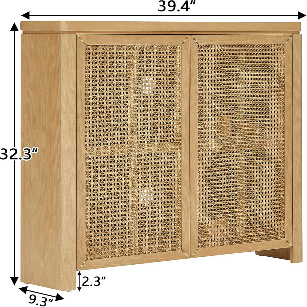 LKTART Small Sideboard Buffet Cabinet,Thin Kitchen Storage Cabinet with 2 Rat...
