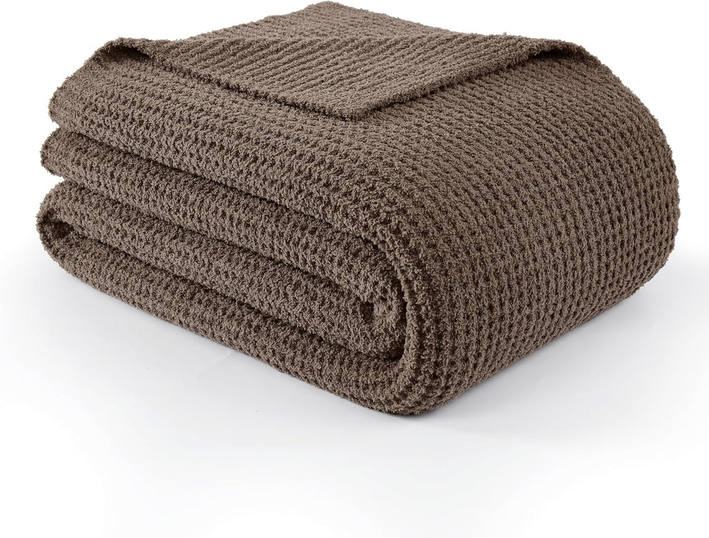 WDCOZY Taupe Waffle Throw Blanket for Couch Bed, Reversible Super Soft Plush ...
