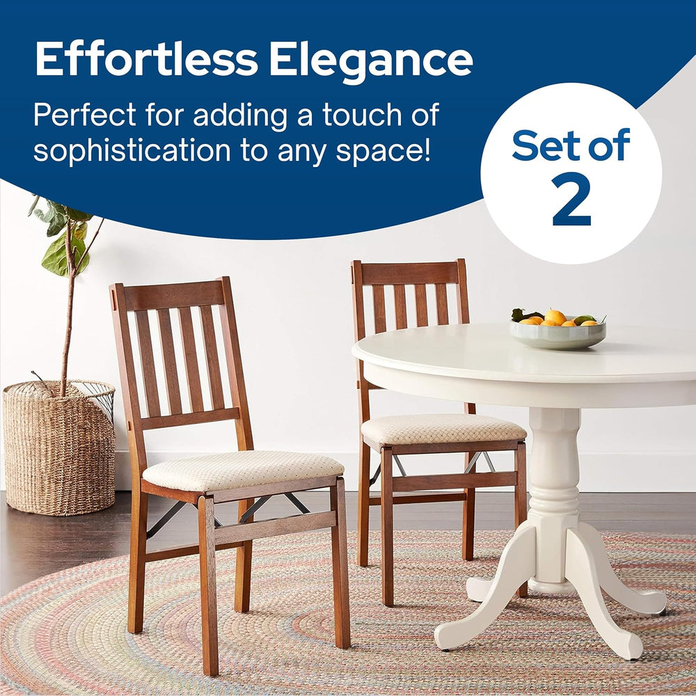Stakmore Arts and Crafts Wooden Folding Chairs with Padded Seats, Set of 2 - ...