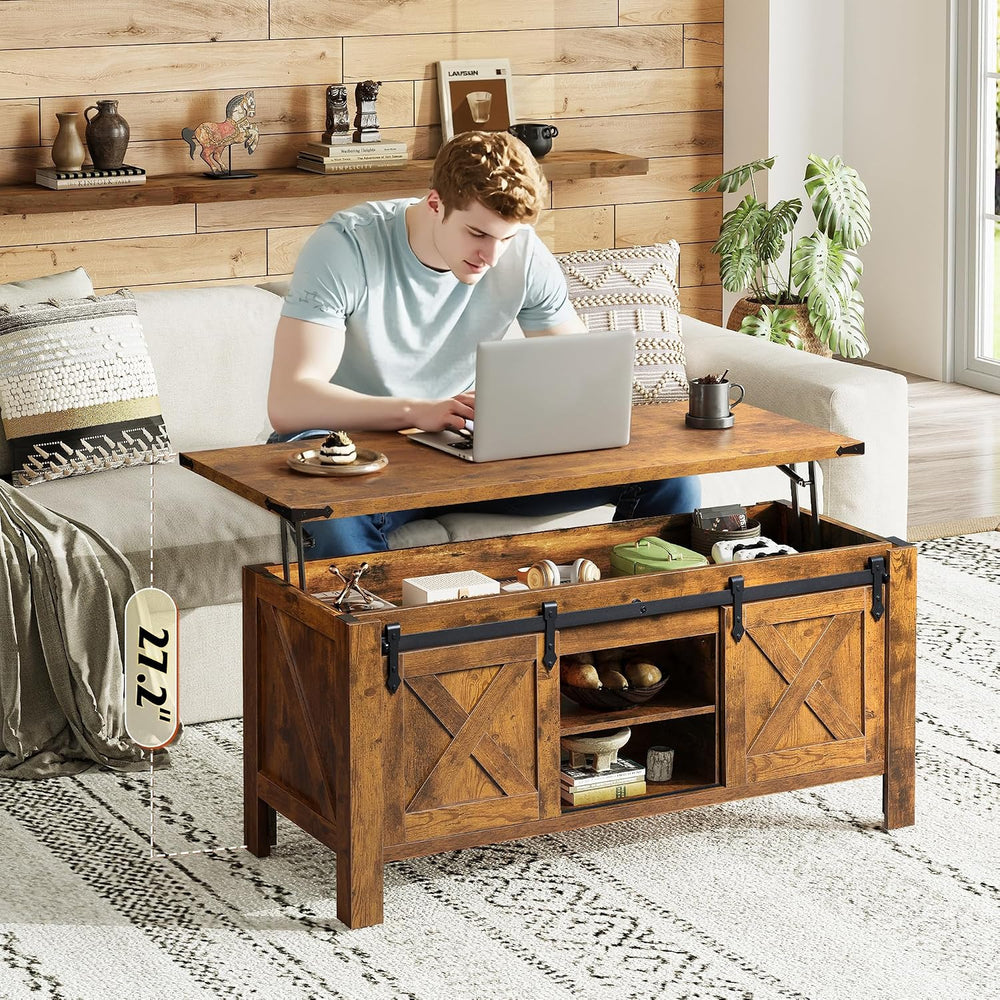 WLIVE Coffee Table with Storage Brown, 47.2" Lift Top for Living Room Home