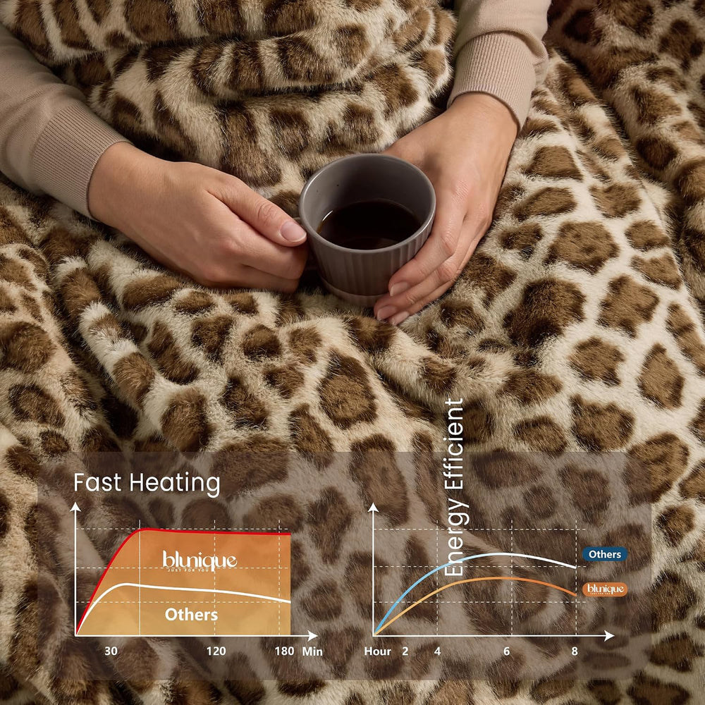Luxury Faux Fur Heated Blanket Electric Twin