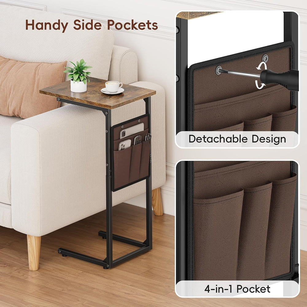 Vagusicc C Shaped End Table, Small Side Table for Couch, Tall Couch Side Tabl...