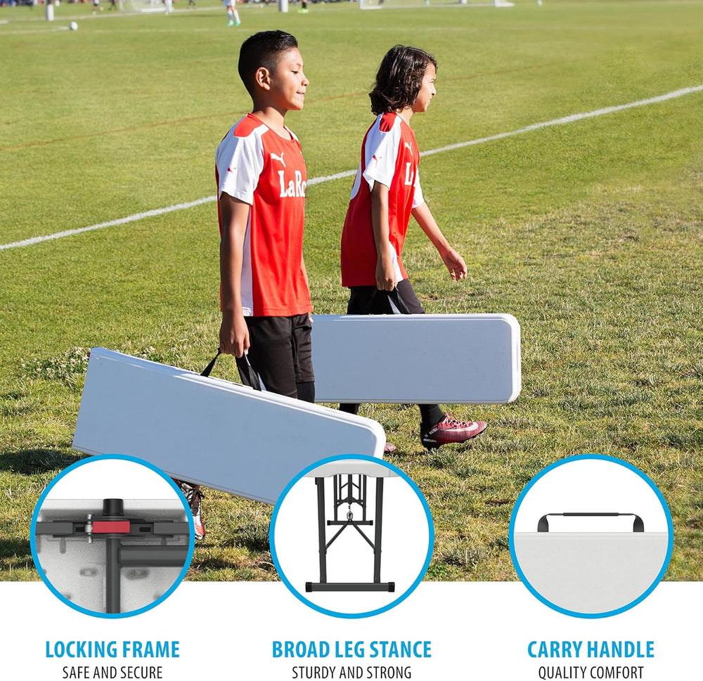LIFETIME Portable Folding Bench, 6‑Foot Fold‑in‑Half, UV‑Resistant Seat, Powd...