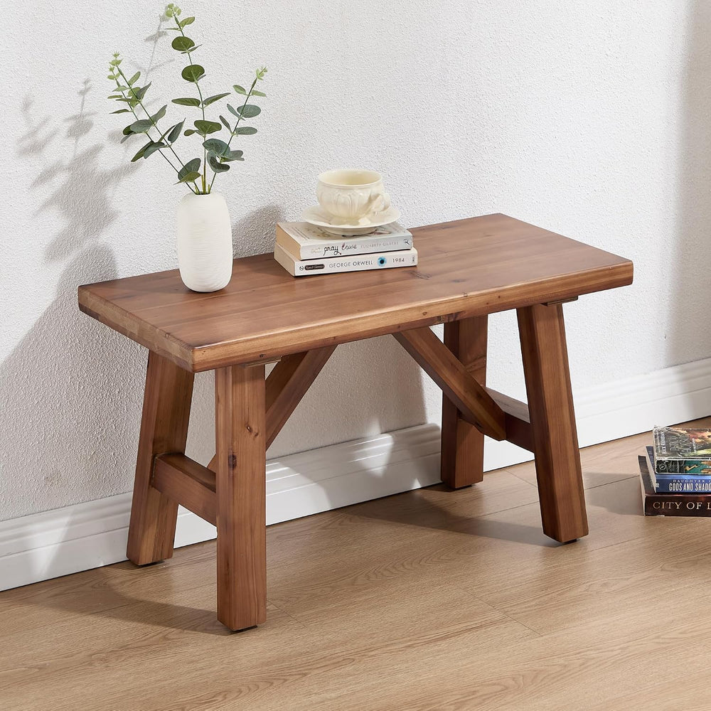 30" Entryway Bench Farmhouse Narrow Dining Bench Shoe Rack Small Wooden ...