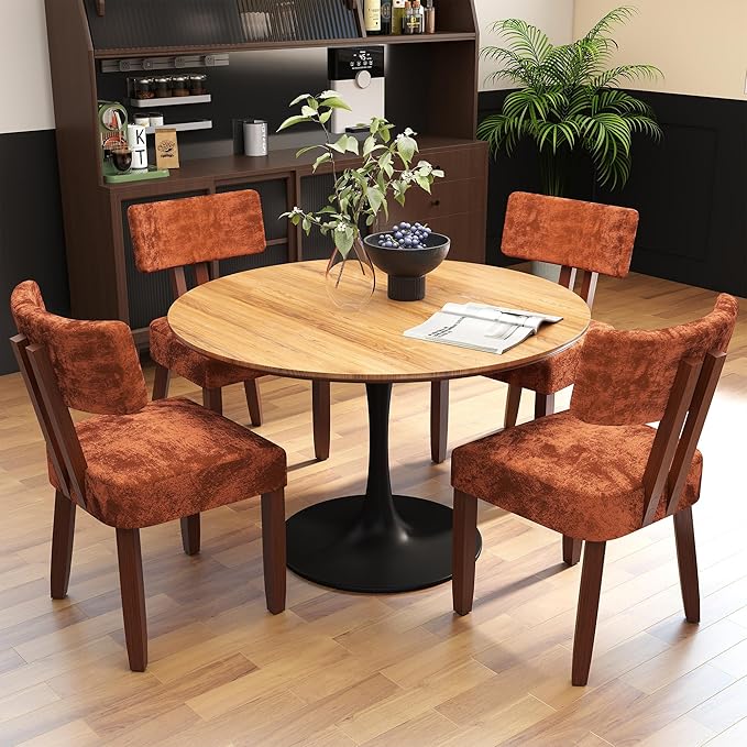 GOTMINSI Mid Century Modern Dining Chairs,Velvet Farmhouse Upholstered Kitche...