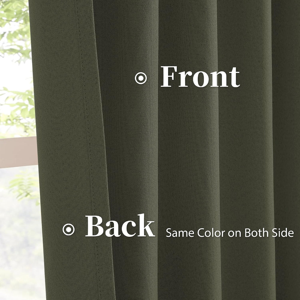 KEQIAOSUOCAI Dark Olive Green Blackout Curtains 90 Inches Long 2 Panels Set- ...