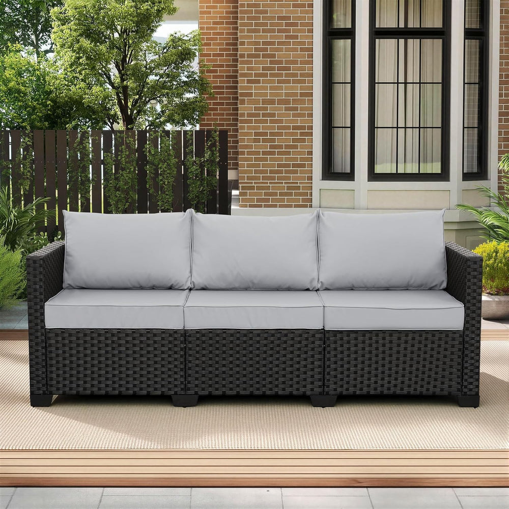Rattaner Outdoor Furniture Outdoor Couch Patio Furniture 3-seat Sofa Deep Sea...