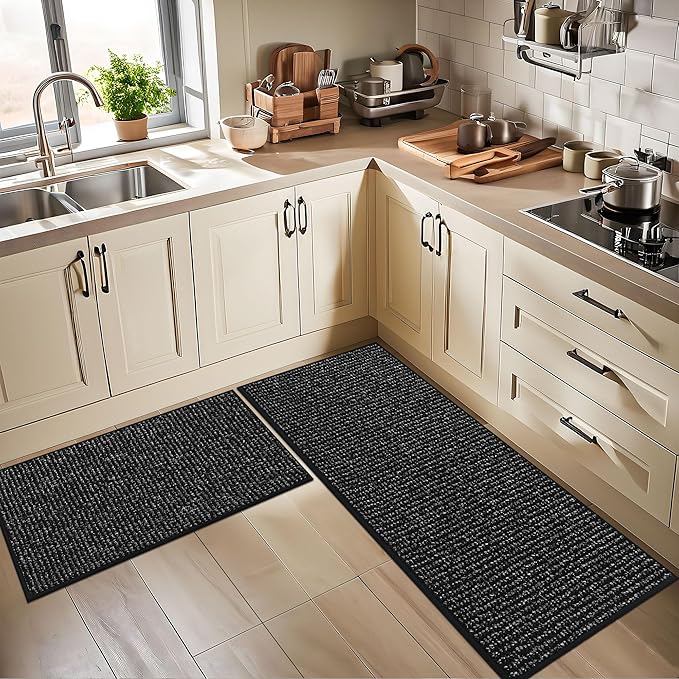 BEQHAUSE Kitchen Rugs and Mats 2PCS, Non-Slip Kitchen Mats