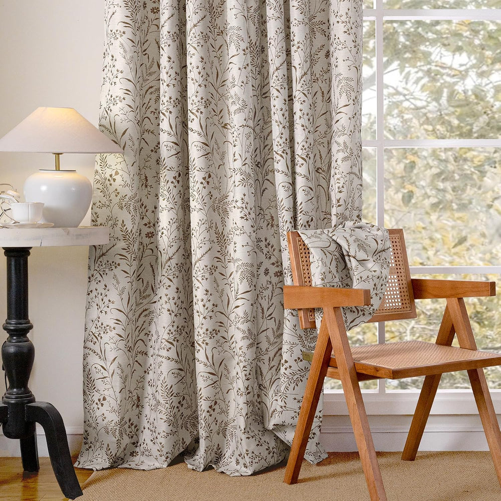 BGment Brown Fall Floral Curtains for Living Room 84 Inches Long- 2 Panels