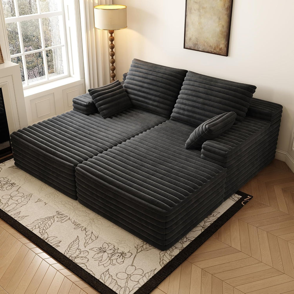 80” Oversized Double Lounge Chaise,Cloud Plush Sofa Bed,Upholstered Boneless ...