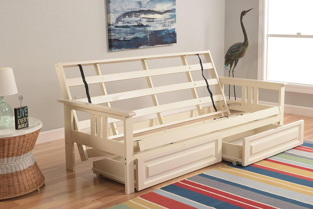 Kodiak Furniture Monterey Futon Set with Storage Drawers, with Antique White ...
