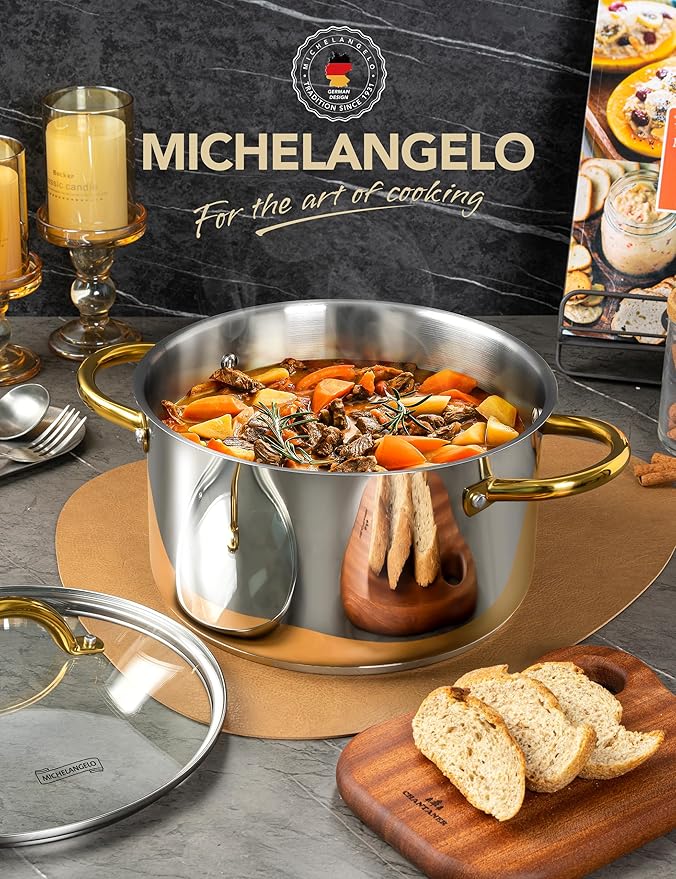 MICHELANGELO Stainless Steel Pots - 6 Qt Induction Pot