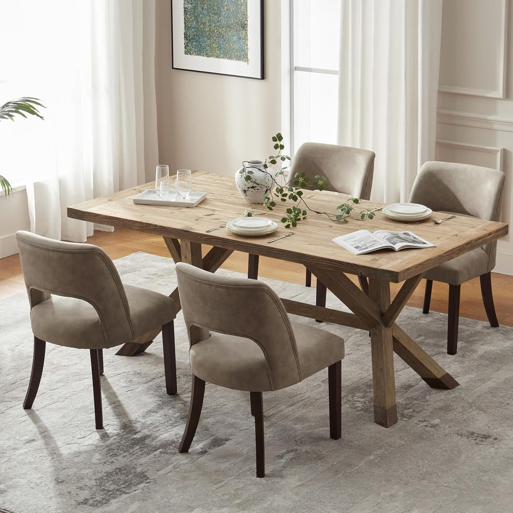 VKNOW Modern Dining Chairs Set of 4, Faux Leather Upholstered Dining Room Cha...