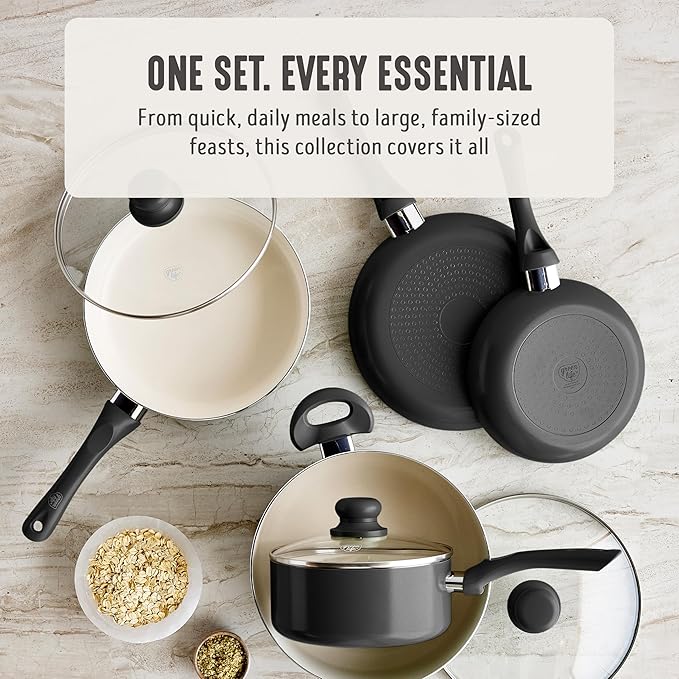 GreenLife 16-Piece Nonstick Cookware Set, Non-Toxic Ceramic Pots and Pans Set